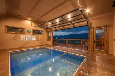 indoor pool at a Timber Tops cabin