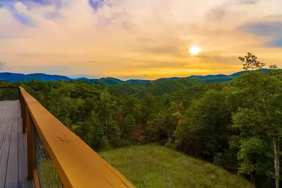 sunset from cabin in sevierville