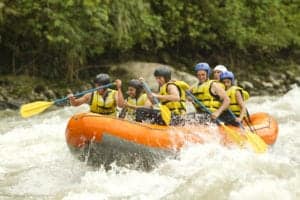 white water rafting on a river