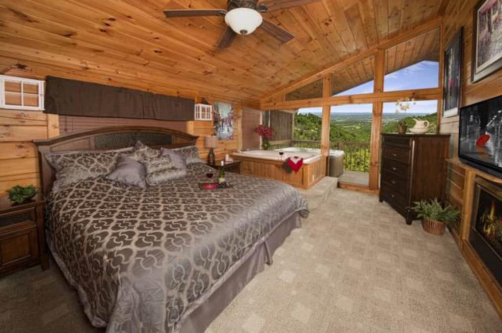 bedroom in bearly rustic cabin