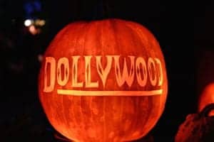 dollywood carved into a pumpkin