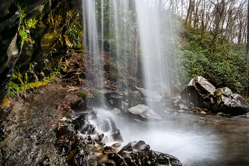 grotto falls in the smoky mountains