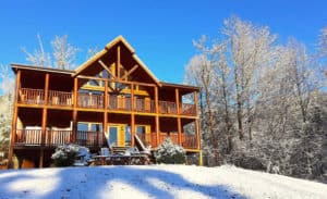 Big Bear cabin in the snow